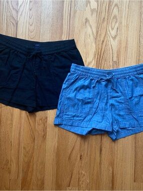 J. Crew Black and Blue Drawstring Women's Shorts - Twin Pack